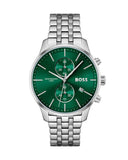 Hugo Boss Associate Chronograph Green Dial Silver Steel Strap Watch for Men - 1513975
