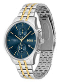 Hugo Boss Associate Chronograph Blue Dial Two Tone Steel Strap Watch for Men - 1513976