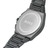 Hugo Boss Steer Chronograph Quartz Grey Dial Grey Steel Strap Watch For Men - 1513996