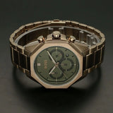 Hugo Boss Classic Chronograph Green Dial Beige Gold Steel Strap Watch For Men - 1514019