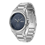 Hugo Boss Steer Chronograph Blue Dial Silver Steel Strap Watch For Men - 1514048