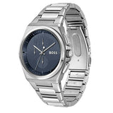 Hugo Boss Steer Chronograph Blue Dial Silver Steel Strap Watch For Men - 1514048