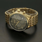Hugo Boss Gregor Chronograph Grey Dial Gold Steel Strap Watch For Men - 1514051