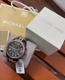 Michael Kors Lexington Chronograph Black Dial Two Tone Steel Strap Watch for Men - MK8561