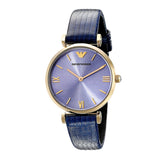 Emporio Armani Gianni T Bar Blue Dial Blue Leather Strap Watch For Women - AR1875