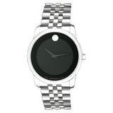 Movado Museum Classic Black Dial Silver Steel Strap Watch For Men - 606504