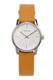 Calvin Klein City Silver Dial Orange Leather Strap Watch for Women - K2G231G6