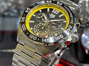 Tag Heuer Formula 1 Chronograph Black Dial Silver Steel Strap Watch for Men- CAZ101AC.BA0842