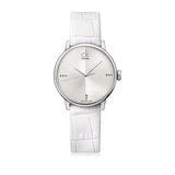 Calvin Klein Accent Silver Dial White Leather Strap Watch for Women - K2Y2Y1KW