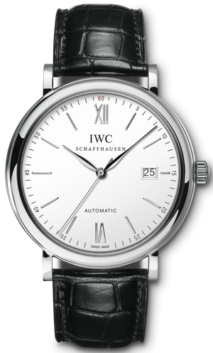 IWC Portofino Automatic White Dial Black Leather Strap Watch for Men - IW356501