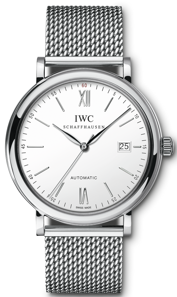 IWC Portofino Automatic White Dial Silver Mesh Bracelet Watch for Men