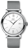 IWC Portofino Automatic White Dial Silver Mesh Bracelet Watch for Men - IW356505