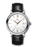 IWC Portofino Automatic White Dial Black Leather Strap Watch for Men - IW356517