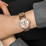 Michael Kors Camille Three Hand Rose Gold Dial Rose Gold Steel Strap Watch For Women - MK7197