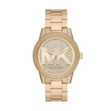 Michael Kors Ritz Pave Crystals Gold Dial Gold Steel Strap Watch for Women - MK6862