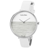 Calvin Klein Rise White Grey Dial White Leather Strap Watch for Women - K7A231L6