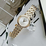 Versace V-Flare Quartz Silver Dial Gold Steel Strap Watch for Women - VEBN00718