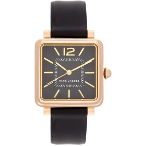 Marc Jacobs Vic Black Dial Black Leather Strap Watch for Women - MJ1522