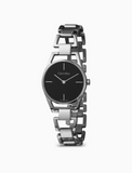 Calvin Klein Dainty Black Dial Silver Steel Strap Watch for Women - K7L23141