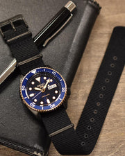 Seiko 5 Sports Automatic Blue Dial Black NATO Strap Watch for Men - SBSA098