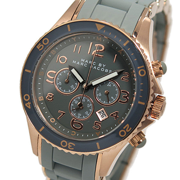 Marc by Marc Jacobs Rock Grey Watch Rose Gold Chronograph Silicone MBM2550 Marc Jacobs Rock Chronograph Grey Dial Grey Silicone Strap  main image 3