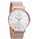 Coach Perry Silver Dial Rose Gold Mesh Bracelet Watch for Women - 14503386