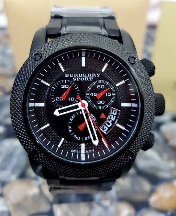 Burberry Sport Chronograph Black Dial Black Steel Strap Watch for Men Burberry Sport Chronograph Black Dial Black Steel Strap Watch for Men