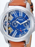 Fossil Grant Twist Multifunction Blue Dial Brown Leather Strap Watch for Men - ME1161