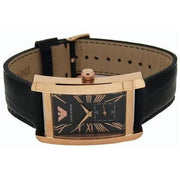 Emporio Armani Classic Black Dial Black Leather Strap Watch For Men - AR0168