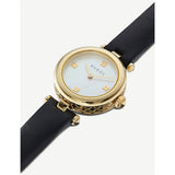 Gucci Diamantissima Mother of Pearl Dial Black Leather Strap Watch For Women - YA141505