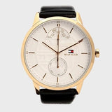 Tommy Hilfiger Hunter White Dial Black Leather Strap Watch for Men - 1791606