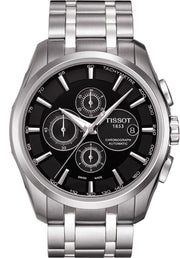 Tissot Couturier Chronograph Black Dial Silver Steel Strap Watch For Men - T035.617.11.051.00