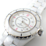 Chanel J12 Quartz Diamonds Ceramic White Dial White Steel Strap Watch for Women - J12 H4466