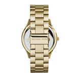 Michael Kors Slim Runway Green Dial Gold Steel Strap Watch for Women - MK3435