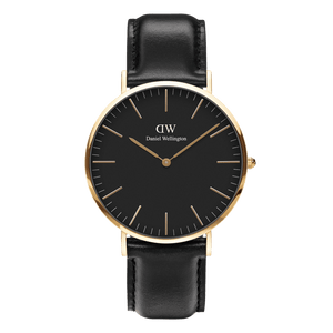 Daniel Wellington Classic Sheffield Black Dial Black Leather Strap Watch For Women - DW00100139