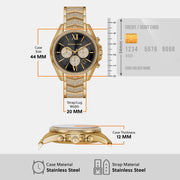 Michael Kors Whitney Chronograph Black Dial Gold Steel Strap Watch for Women - MK7224