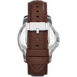 Fossil Grant Automatic White Dial Brown Leather Strap Watch for Men - ME3052