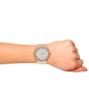 Guess Dazzler Diamonds Silver Dial Rose Gold Steel Strap Watch for Women - W0335L3