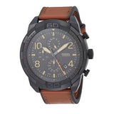 Fossil Bronson Black Dial Brown Leather Strap Watch for Men - FS5714