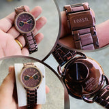 Fossil Tailor Analog Brown Dial Brown Steel Strap Watch for Women - ES4258