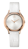 Calvin Klein Skirt White Dial White Leather Strap Watch for Women - K2U236KW