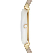 Emporio Armani Gianni T Bar Quartz Mother of Pearl Dial White Leather Strap Watch For Women - AR1965