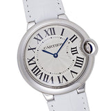 Cartier Ballon Bleu de Cartier Silver Dial White Leather Strap Watch for Women - W6920087