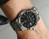 Maurice Lacroix Aikon Date Quartz Black Dial Silver Steel Strap Watch for Men - AI1108-SS002-330-1