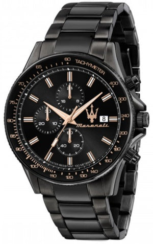 Maserati SFIDA Chronograph Black Dial Black Steel Strap Watch For Men - R8873640011