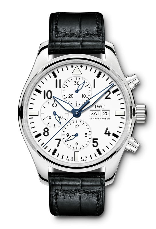 IWC Pilot’s Watch Chronograph Edition “150 Years” White Dial Black Leather Strap Watch for Men - IW377725