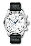 IWC Pilot’s Watch Chronograph Edition “150 Years” White Dial Black Leather Strap Watch for Men - IW377725