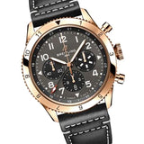 Breitling Super Avi B04 Chronograph GMT 46 P-51 Mustang Grey Dial Black Leather Strap Watch for Men - RB04451A1B1X1