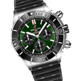 Breitling Super Chronomat B01 44 Green Dial Black Rubber Strap Watch for Men - AB0136251L1S1