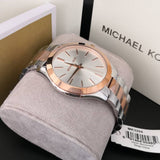 Michael Kors Slim Runway White Dial Two Tone Watch for Women - MK3204B